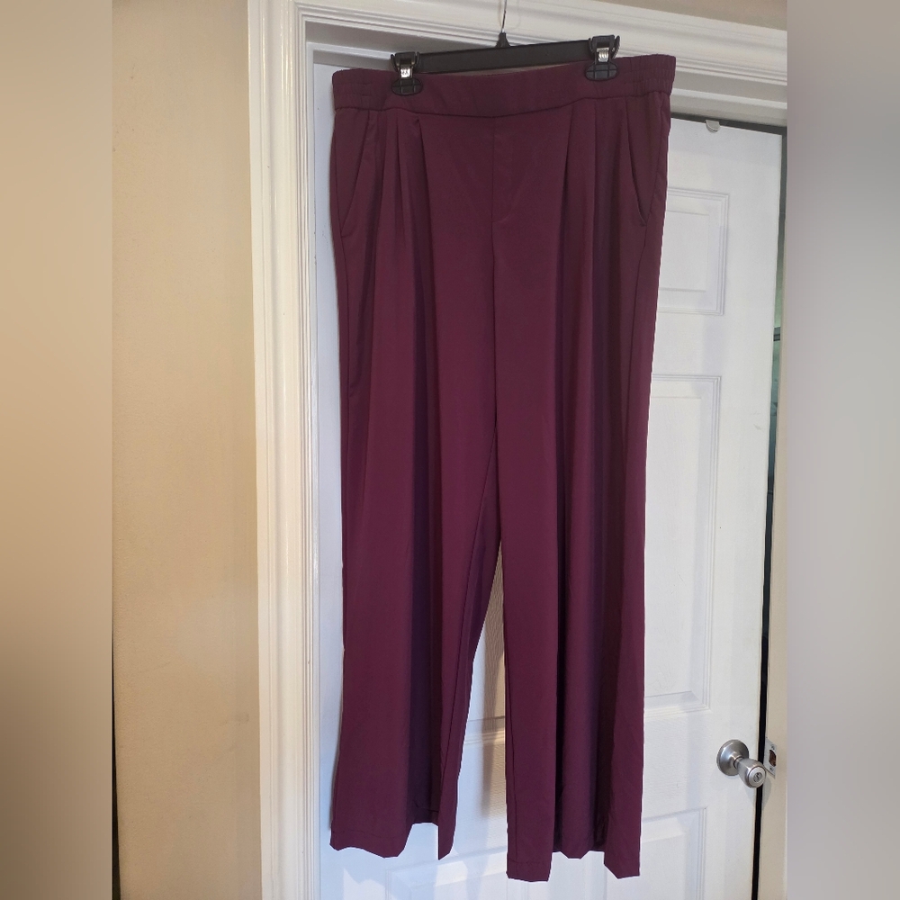 STYLUS Women's Wide Leg Burgundy Pants